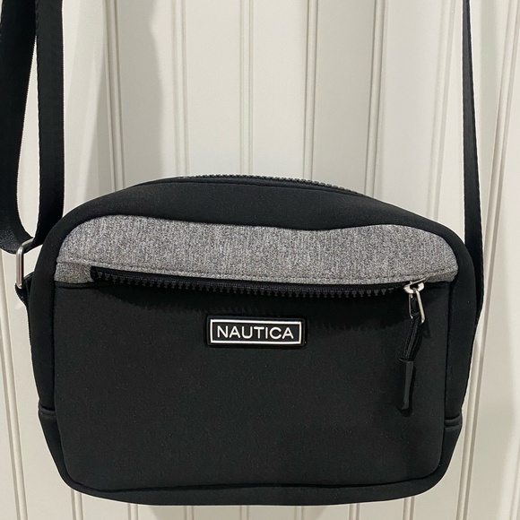 Nautica Small Bean Crossbody Black Gray Sporty - Picture 1 of 10
